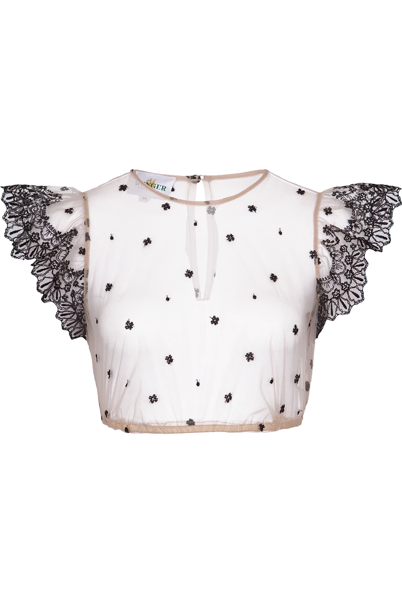 Dirndlbluse transparent mit Flügelärmel