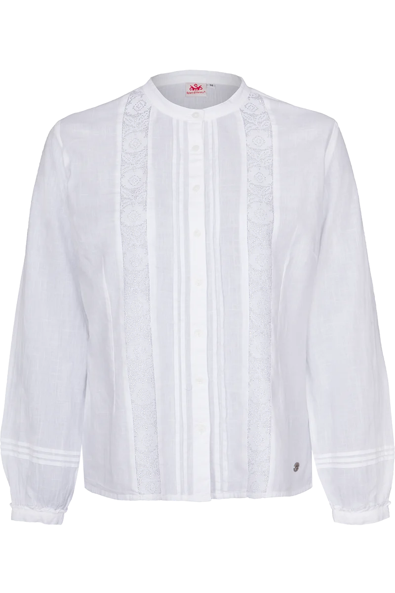 Damen Baumwollbluse mit Spitzeneinsätze