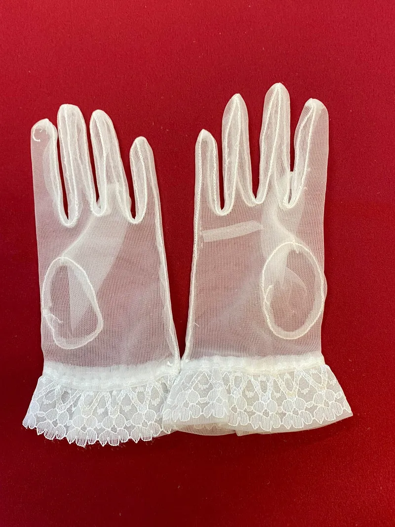 Kommunion Handschuhe Mädchen Weiß mit Spitze – One Size Neu