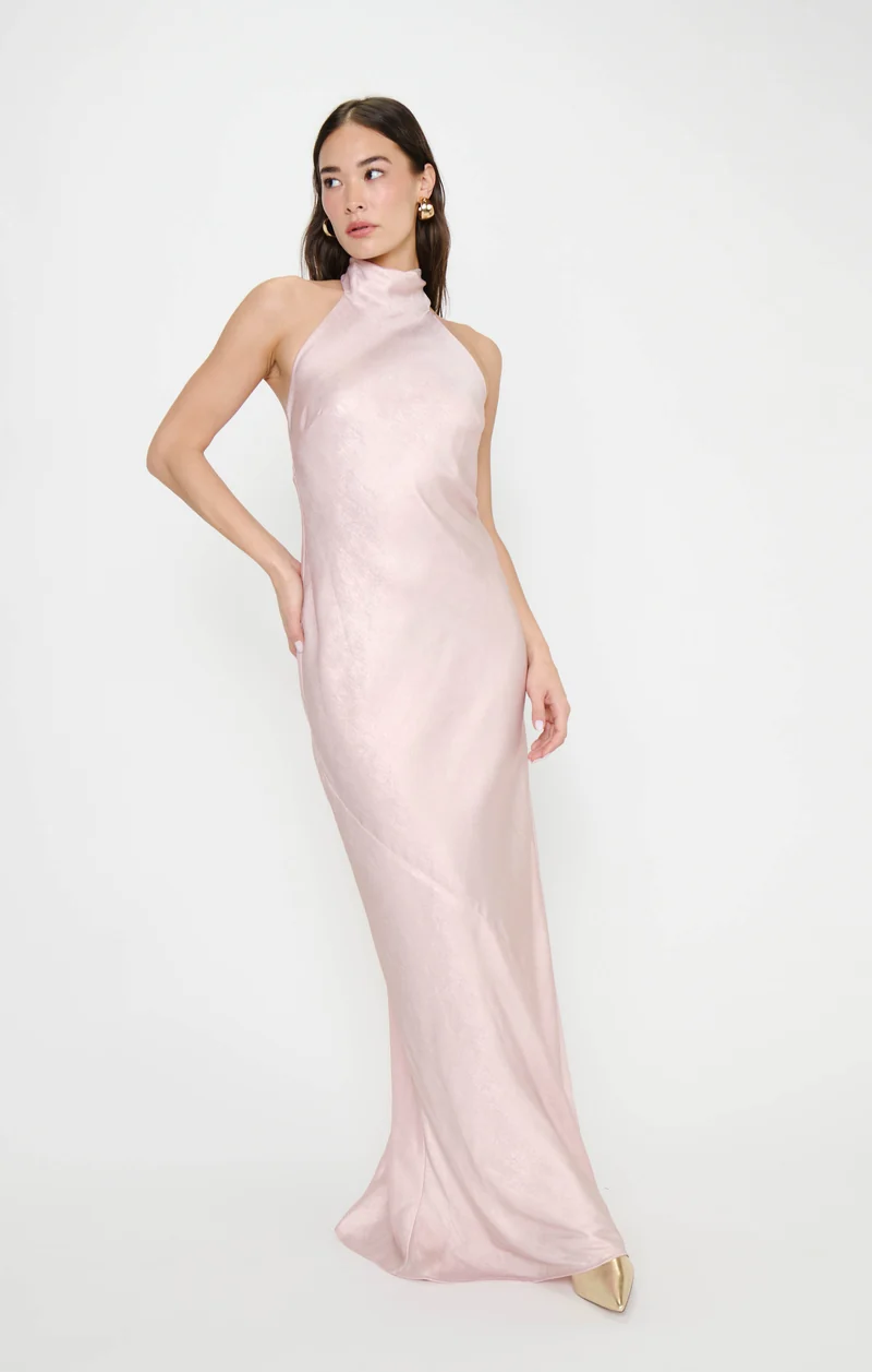 Lisa Maxi Dress ~ Powder Pink Chrome