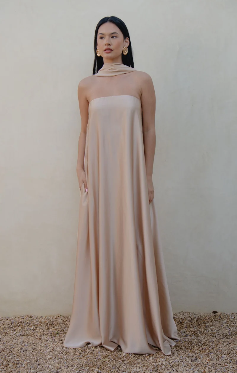Tinsley Tube Dress ~ Champagne Luxe Satin