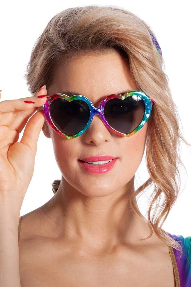 Herzchen Brille Rainbow Kiss