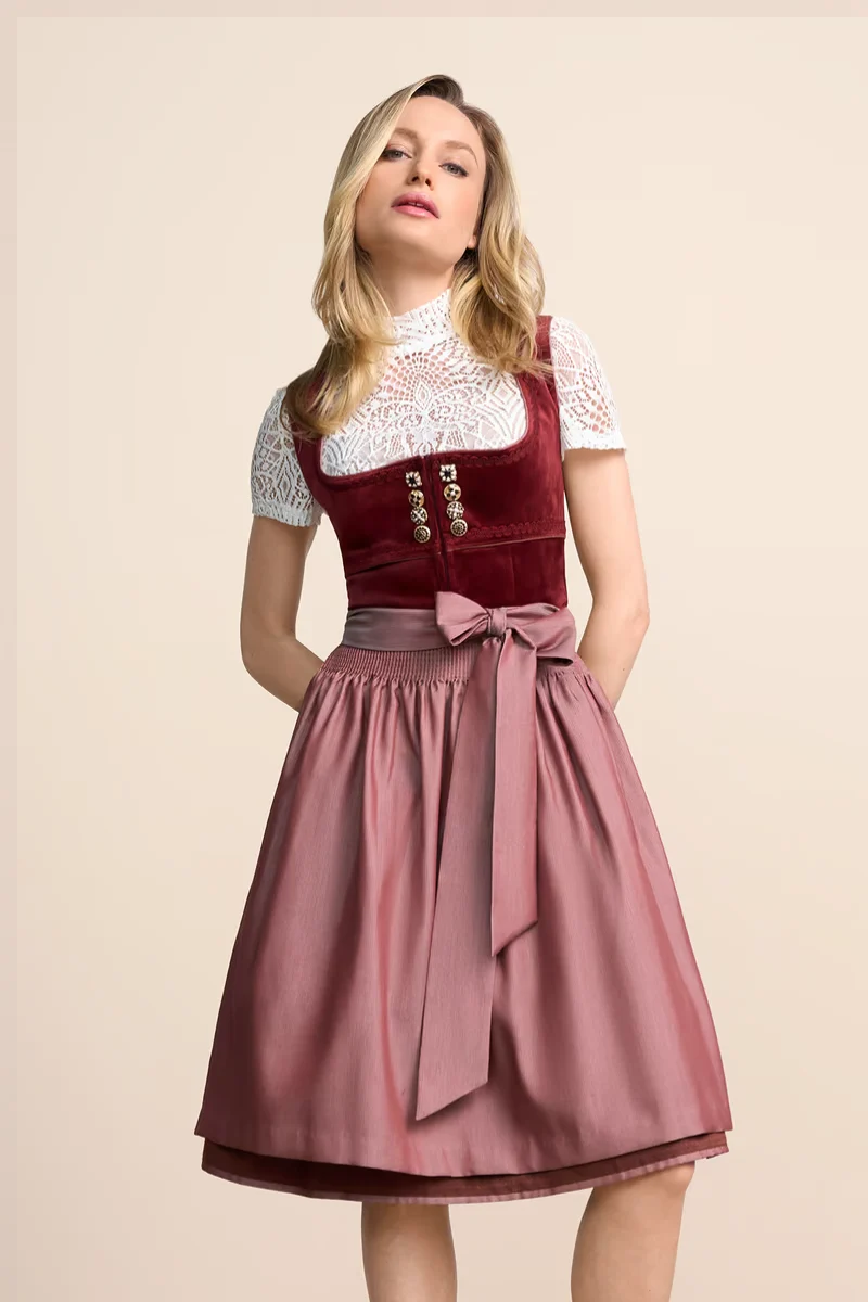 Kruger Midi Dirndl 2pcs. 60cm "Milda" red