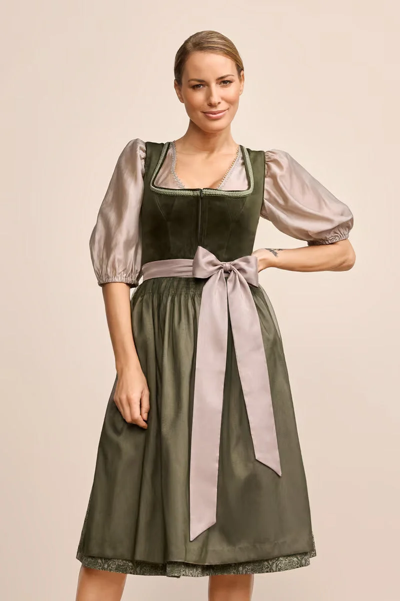 Kruger Long Dirndl 2pcs. 70cm "Farine" green