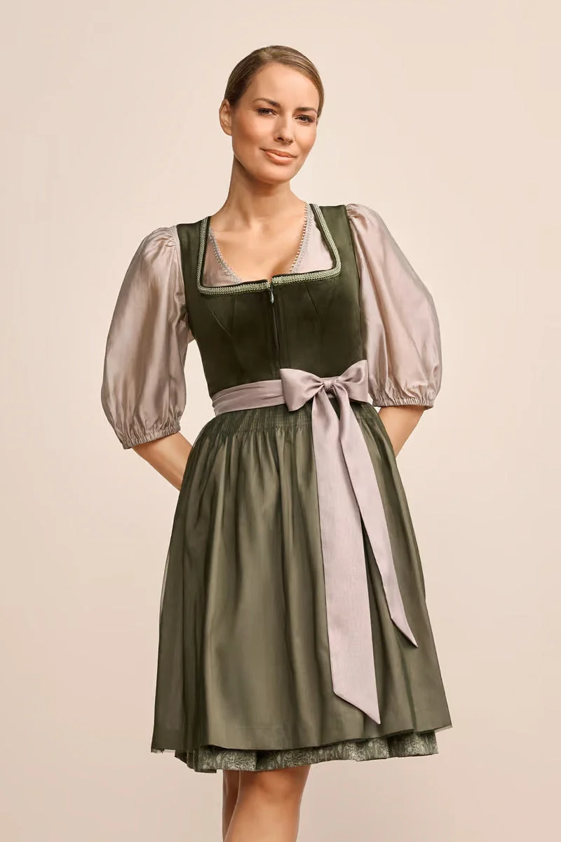 Kruger Midi Dirndl 2pcs. 60cm "Farine" green (44)