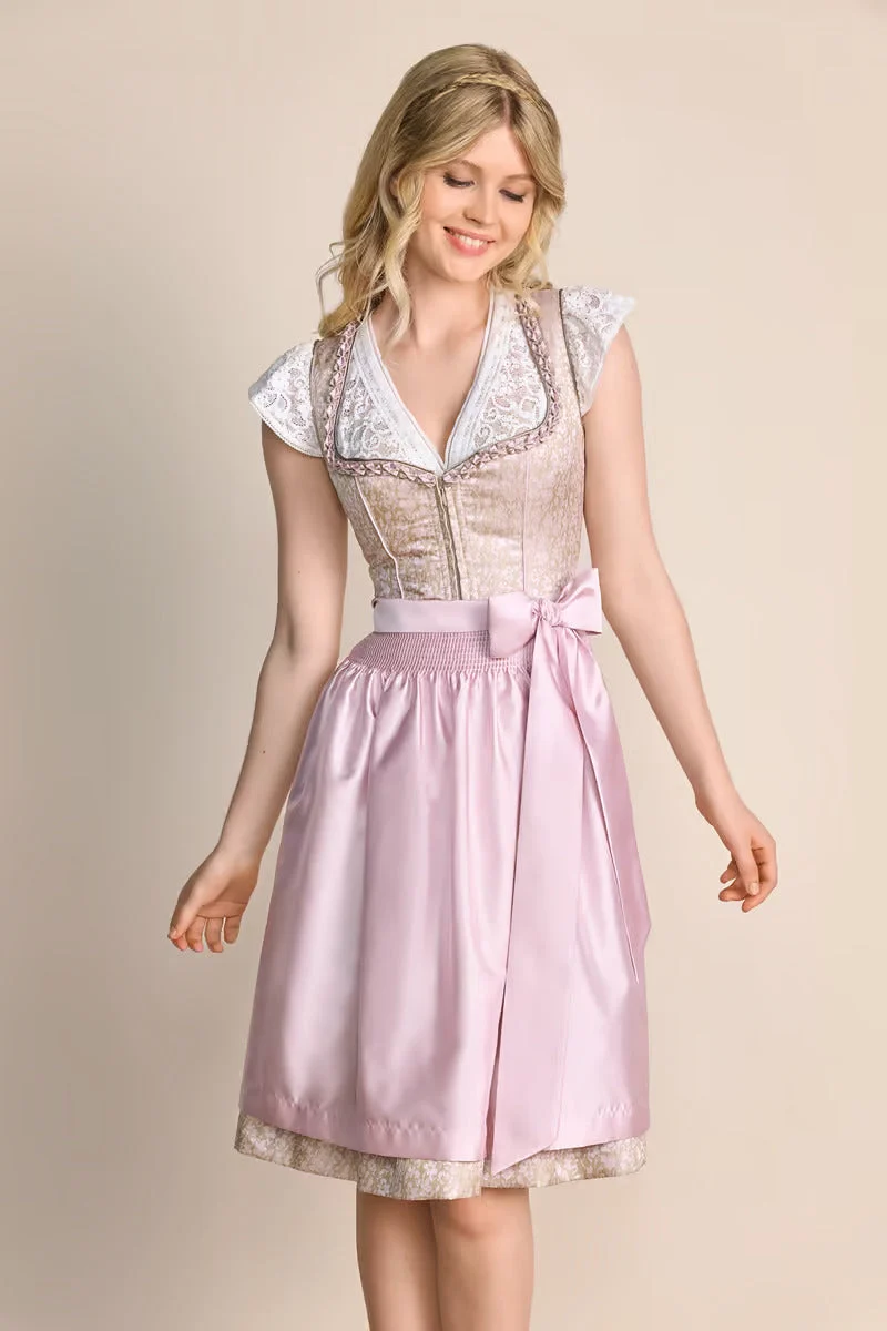 Kruger Midi Dirndl 2pcs. 60cm "Bruni" pink (size 32)