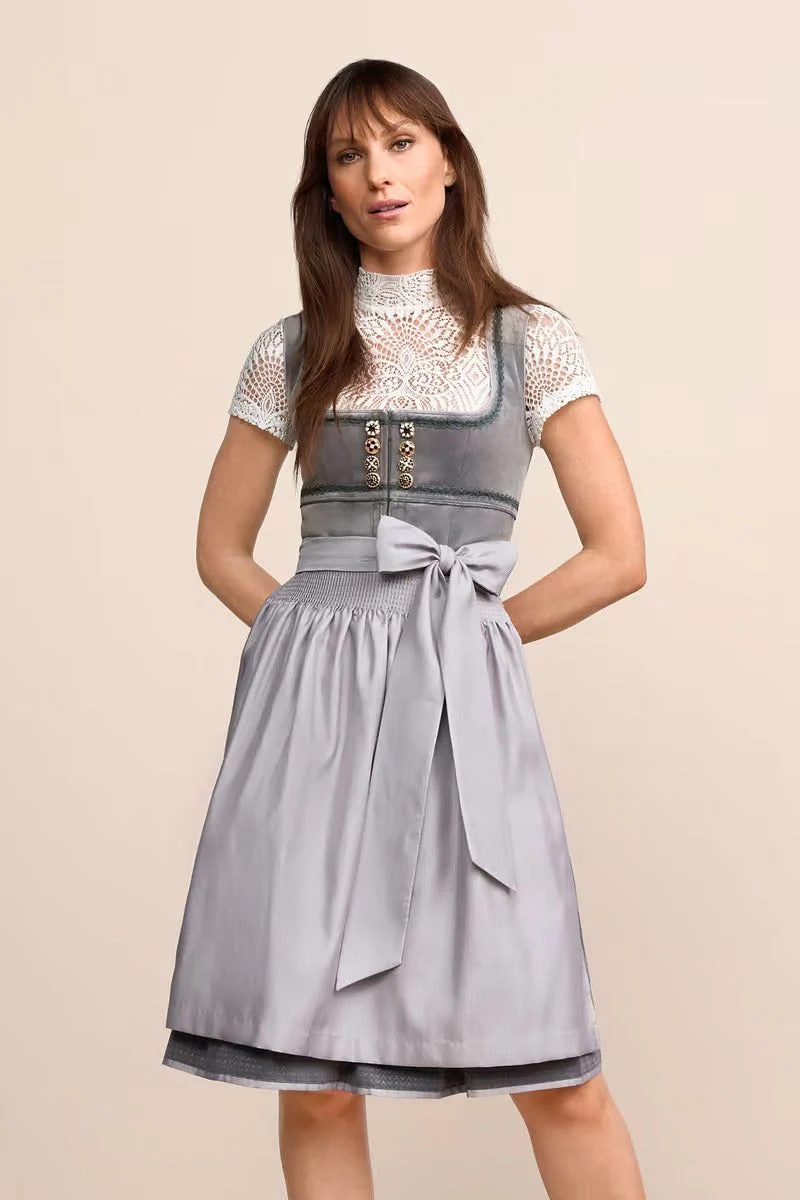 Kruger Midi Dirndl 2pcs. 60cm "Milda" gray (size 34)