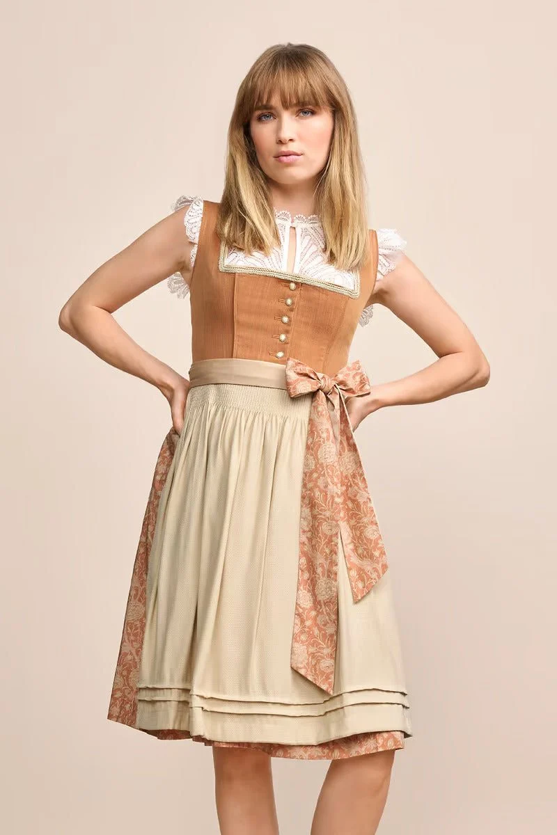 Kruger Midi Dirndl 2pcs. 60cm "Jelva" brown