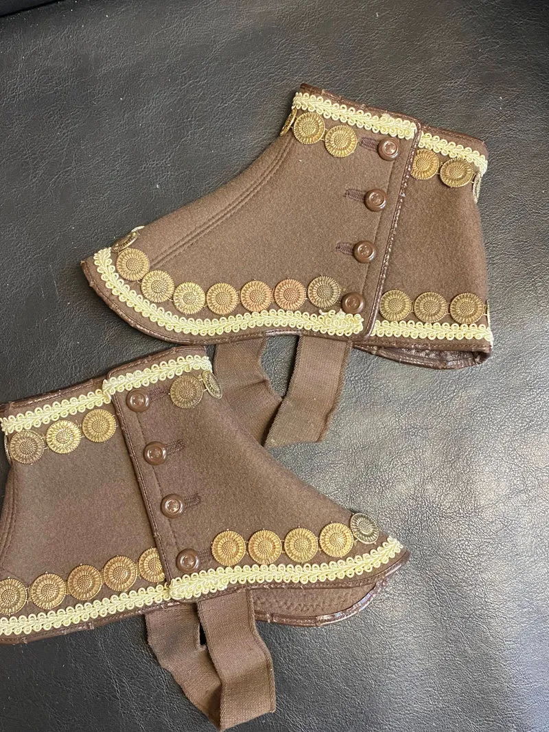 Steampunk Gamaschen Vintage Braun – edel verziert Unikat handveredelt