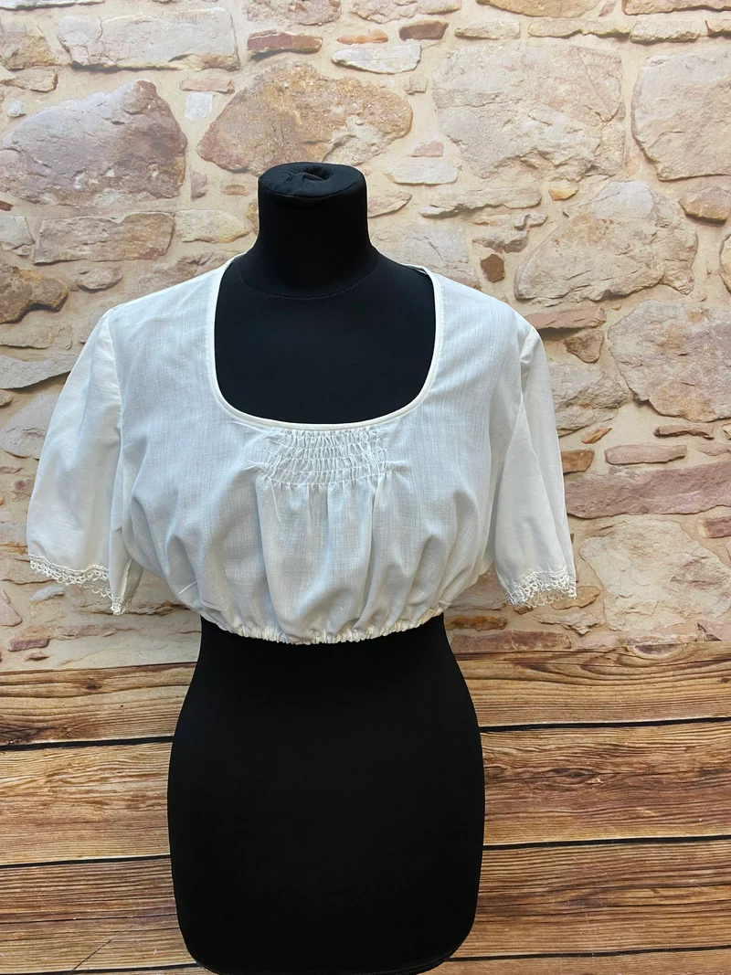 Vintage Dirndlbluse weiß - 1980er Jahre, Gr.42