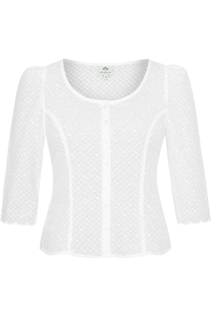 Damen Miederbluse mit Lochstickerei