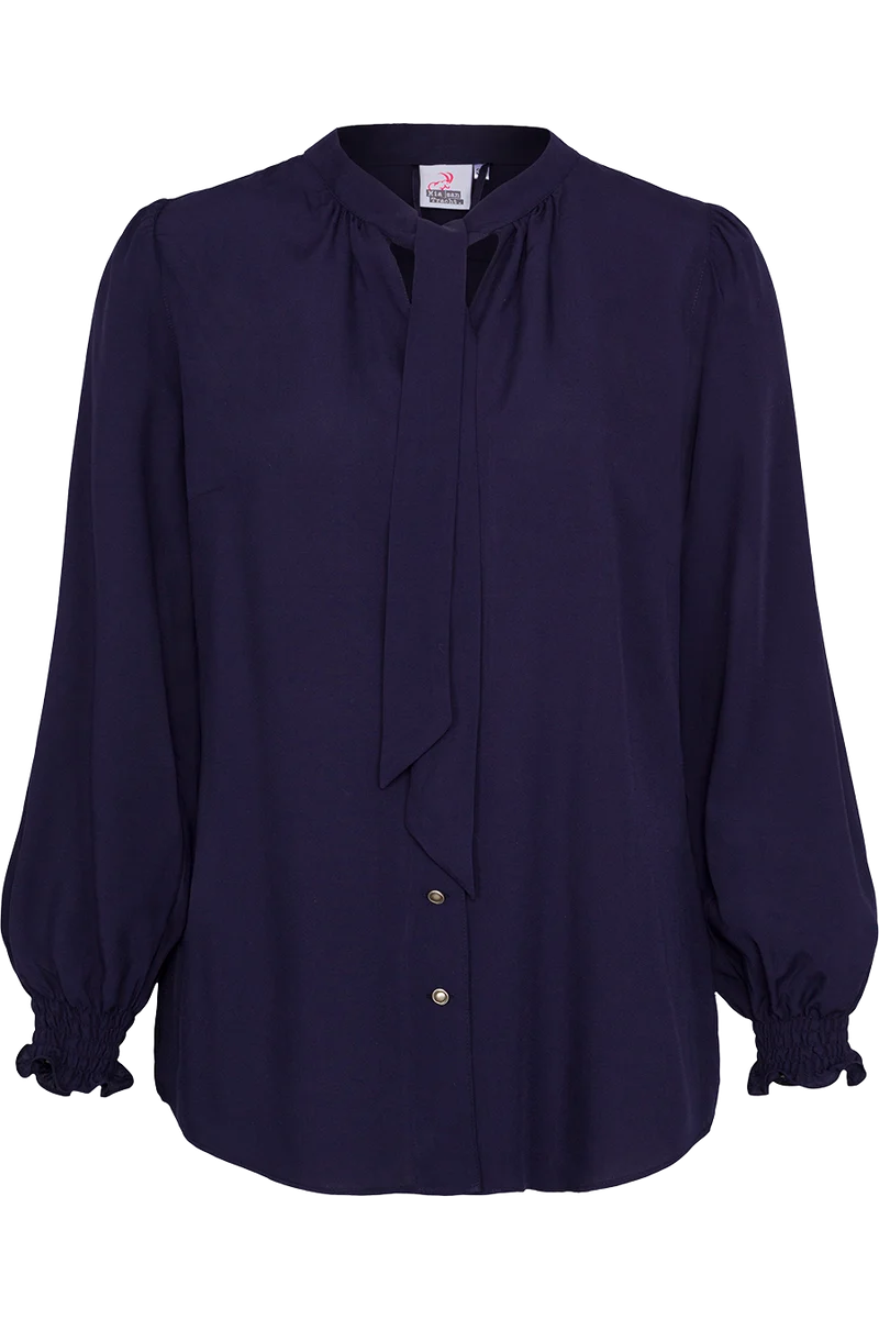 Damen Trachtenbluse mit Bindeband - marine