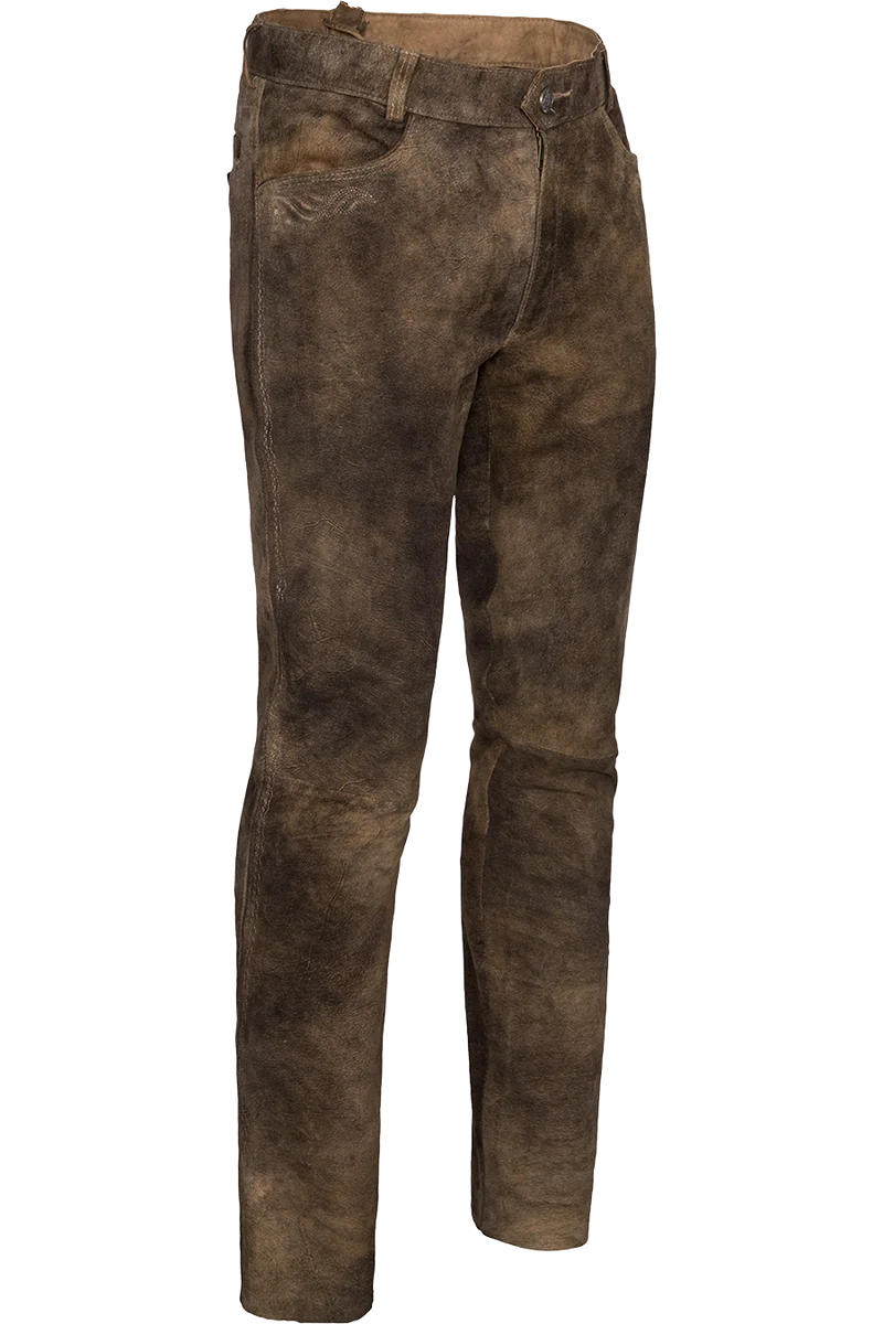 Herren Lederhose lang aus Wildbockleder