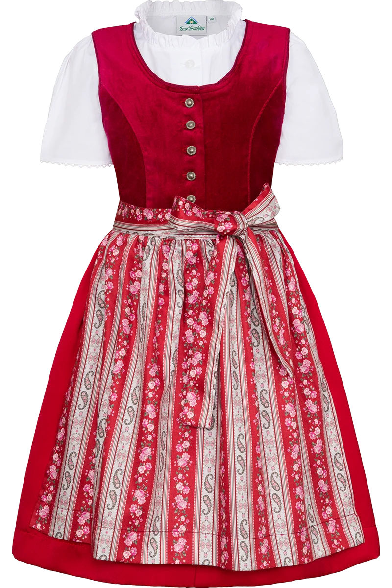 Kinder-Samtdirndl mit Bluse