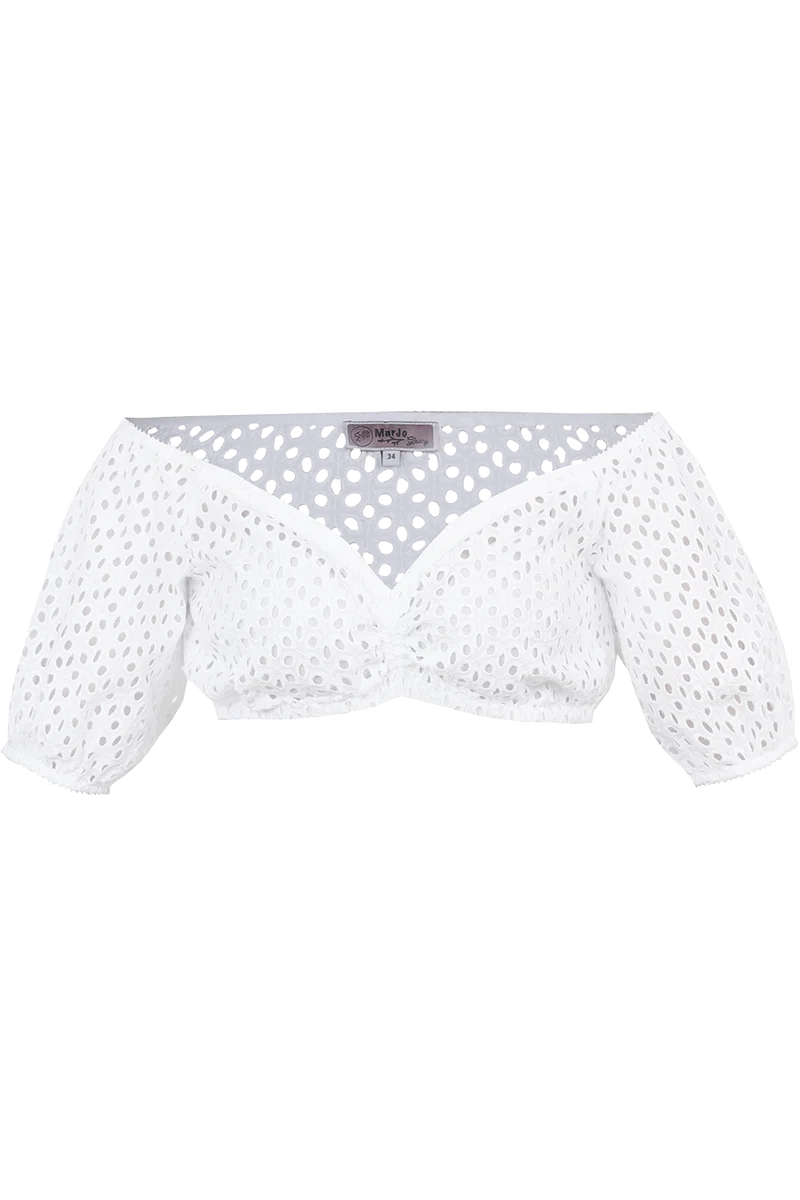 Dirndlbluse schulterfrei mit Lochmuster