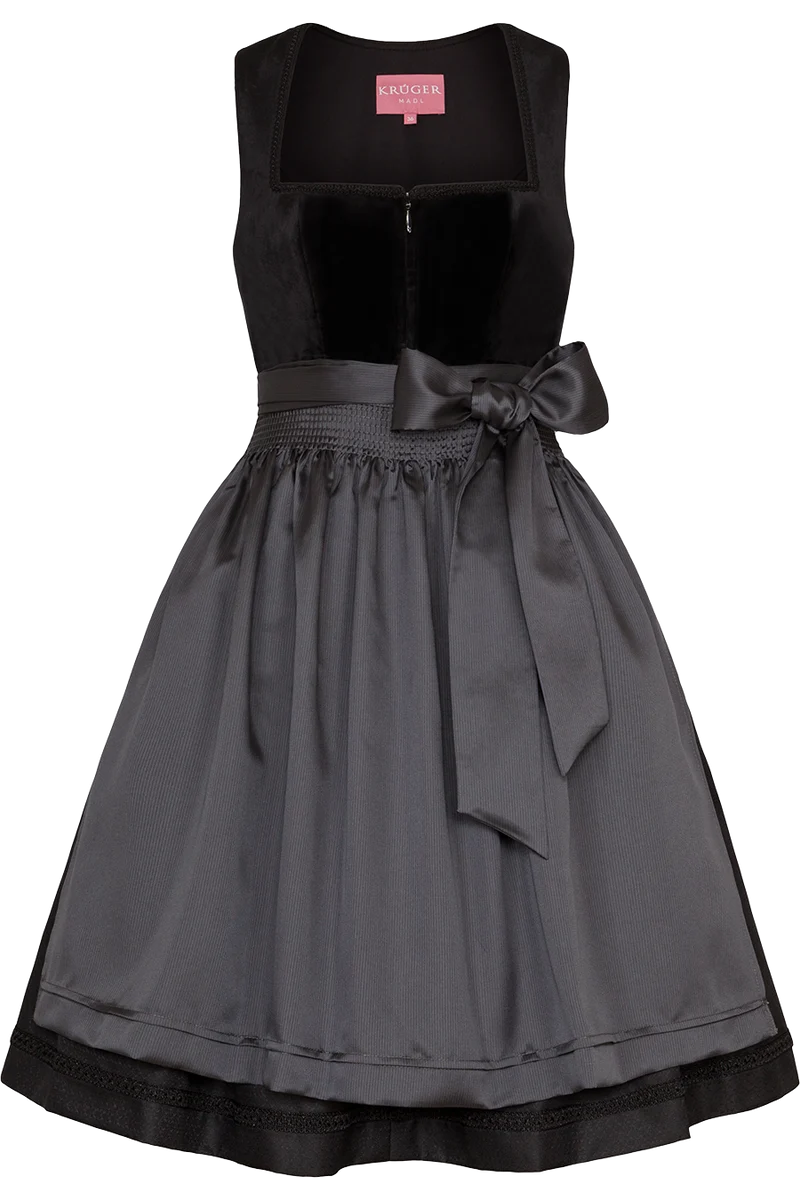 Mini-Samtdirndl mit eckigem Ausschnitt