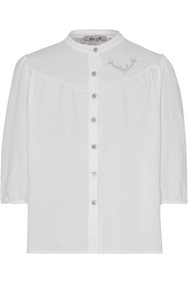 Damen Trachtenbluse mit 3/4-Arm und Glitzersteinen