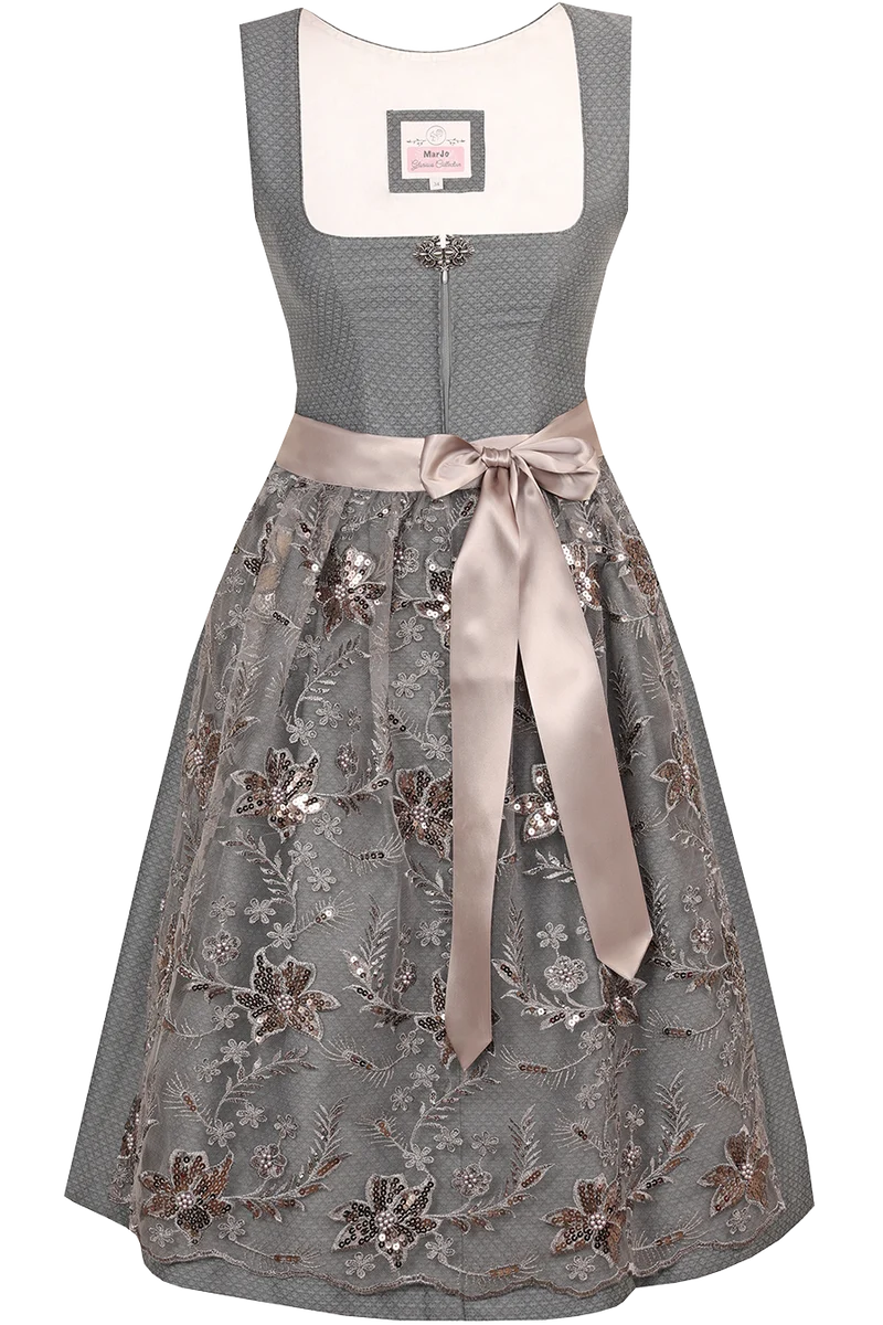 Minidirndl mit floraler Pailettenschürze