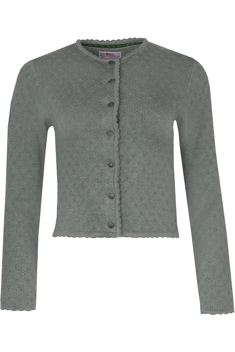 Damen Trachten-Strickjacke mit Blütenstruktur - salbei melange