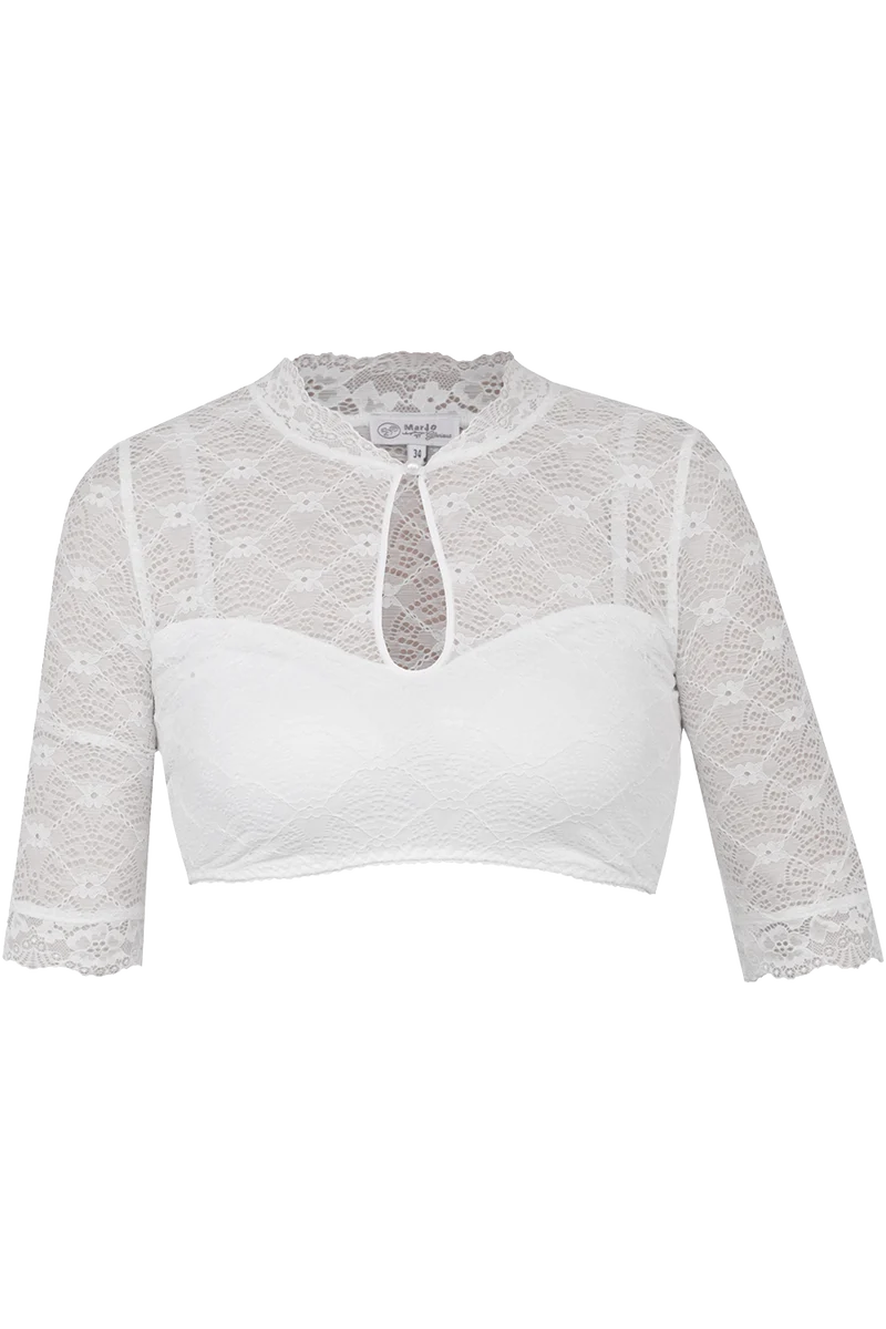 Dirndlbluse mit Tropfenausschnitt und floraler Spitze