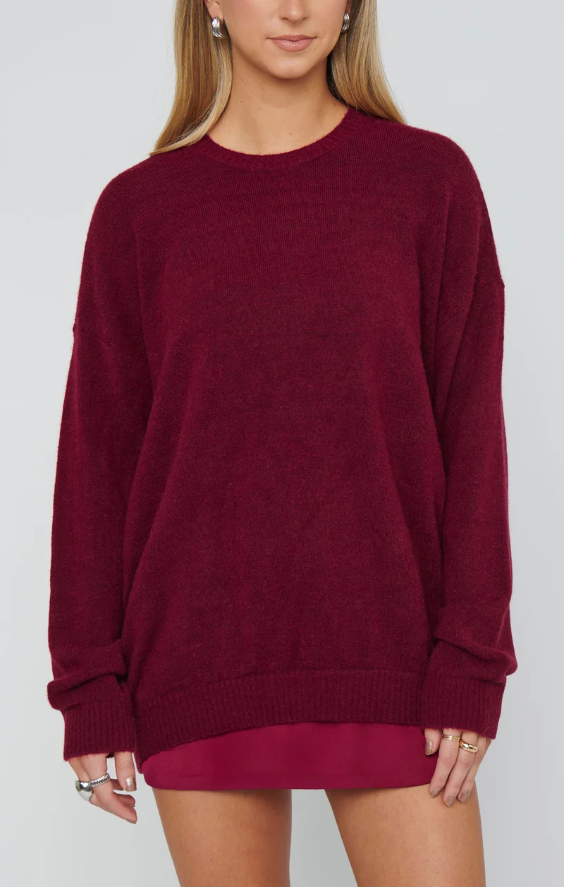 Feel Good Sweater ~ Maroon Knit