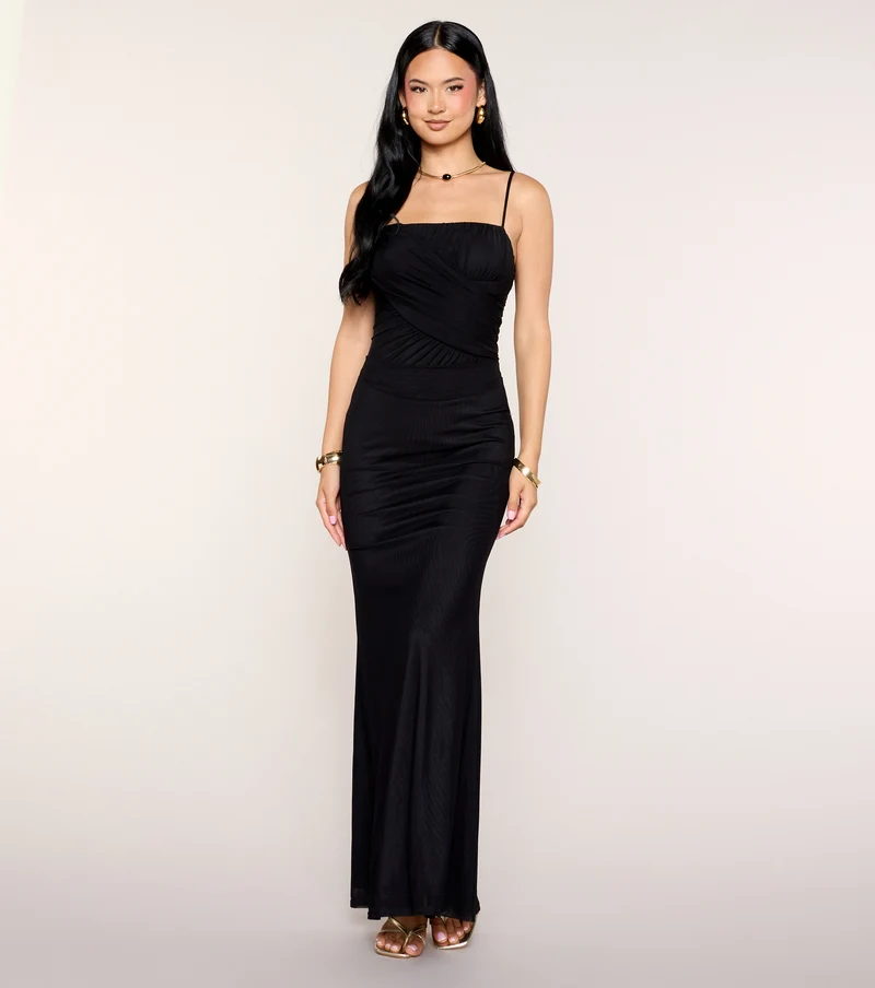 Sleek Intent Mesh Bodycon Maxi Dress