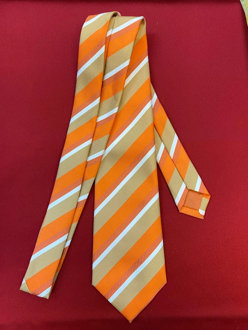 Kommunion Krawatte Jungen Orange Beige gestreift – Kinder Festkrawatte