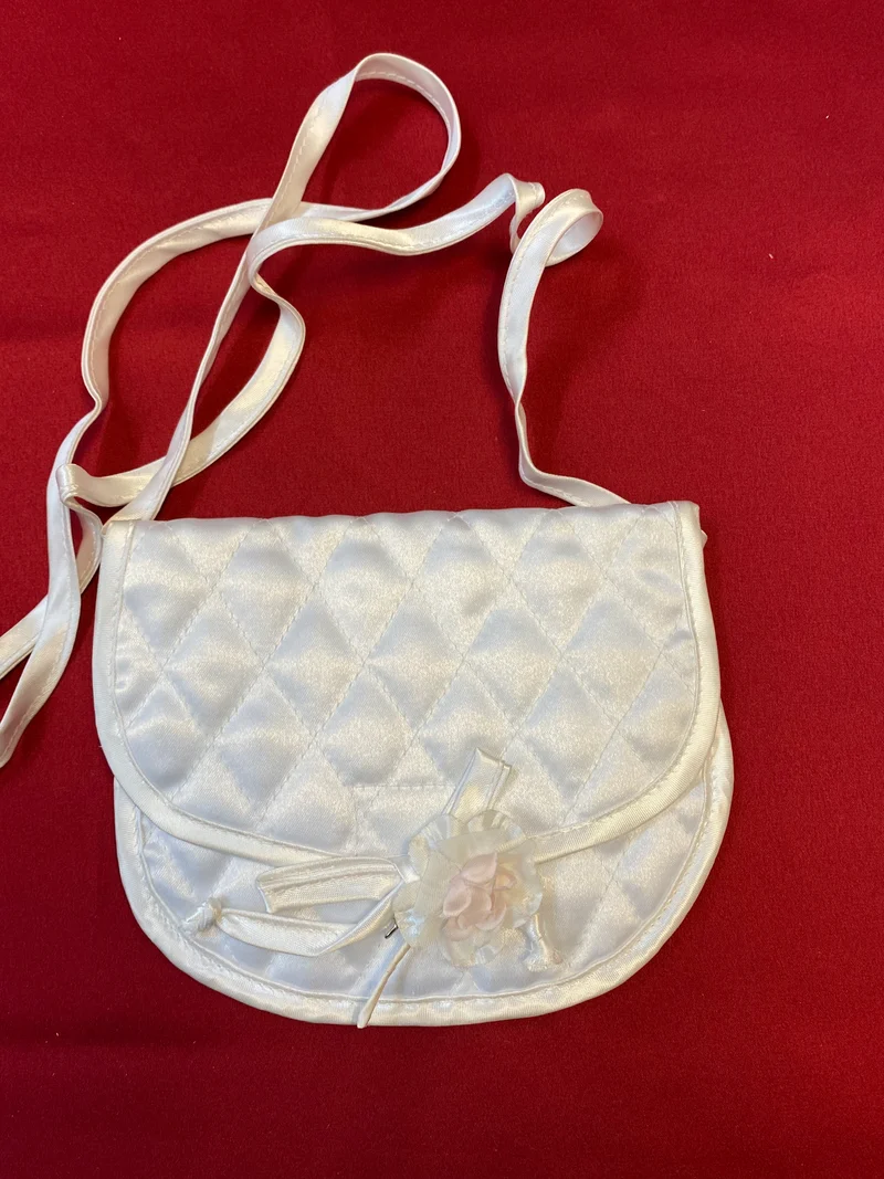 Kommunion Handtasche weiß gesteppt mit Blume