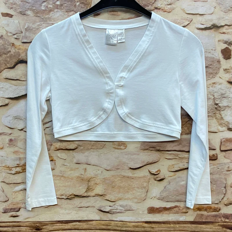 Kommunion Strickjacke Mädchen weiß Gr. 152 – kurze festliche Jacke