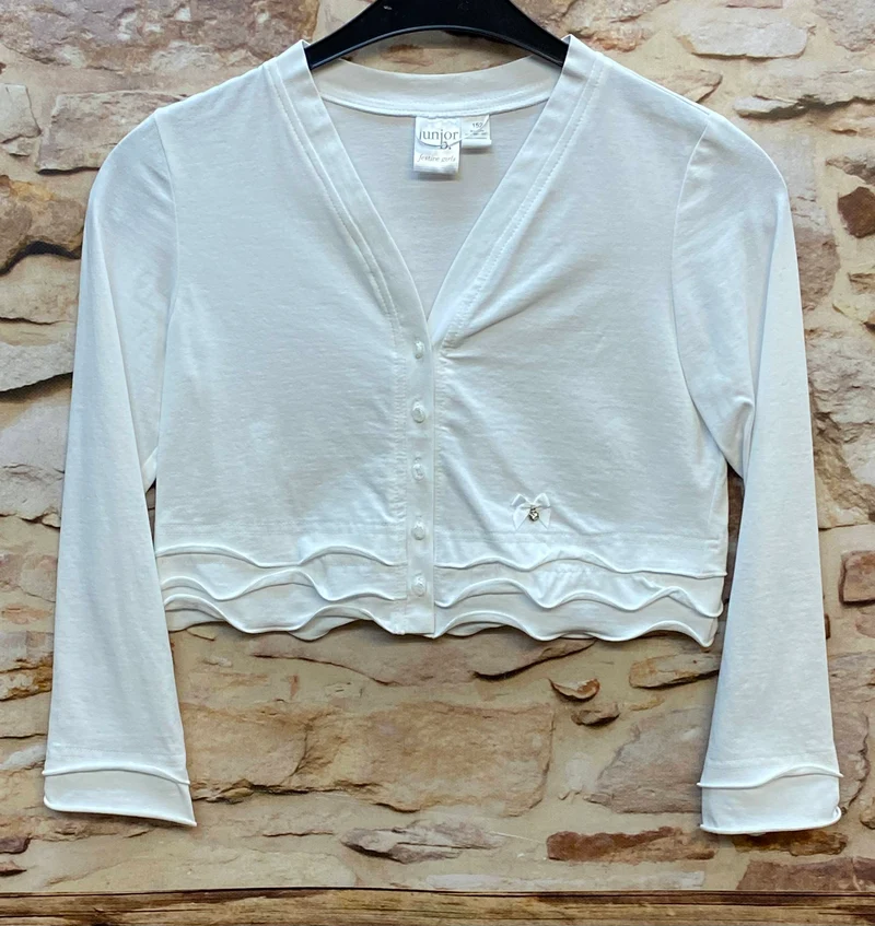 Kommunion Strickjacke Mädchen Gr. 152 weiß