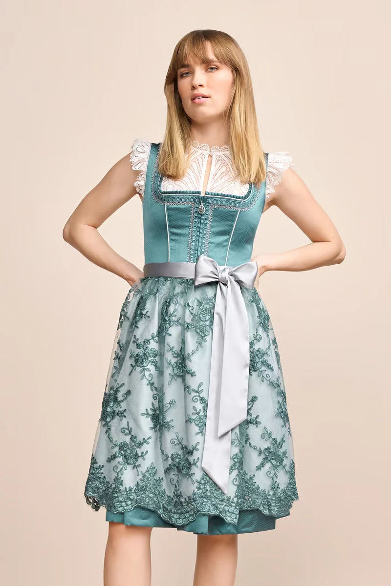 Kruger Midi Dirndl 2pcs. 60cm "Inana" turquoise (size 46)