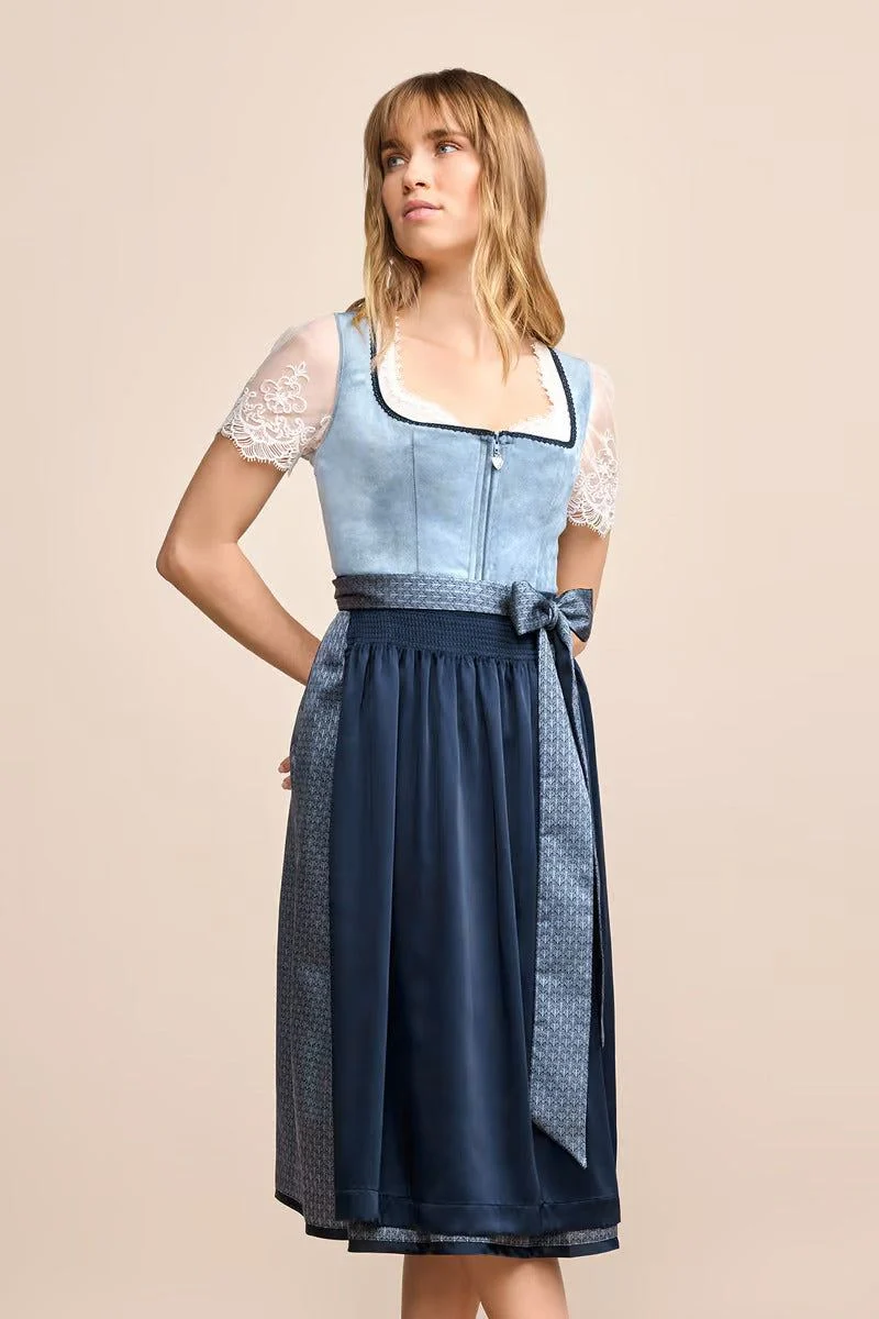 Kruger Dena Long Dirndl, Blue — 70cm 2pc Set