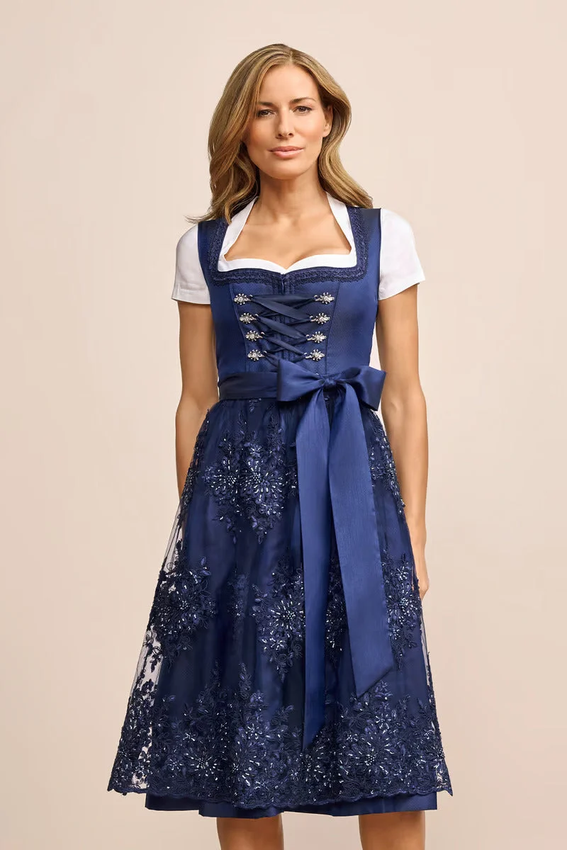 Kruger Long Dirndl 2pcs. 70cm "Ziska" blue