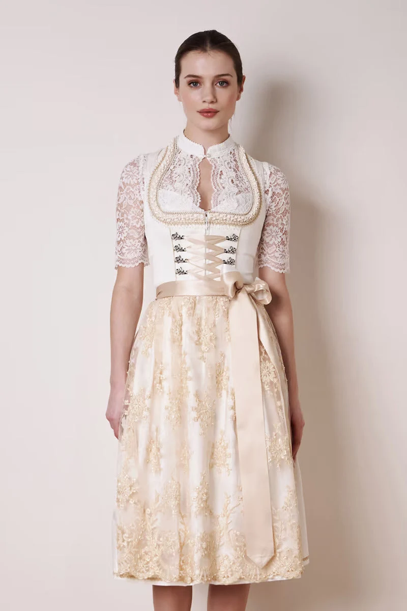 Kruger Long Dirndl 2pcs. 70cm "Benedita" ecru