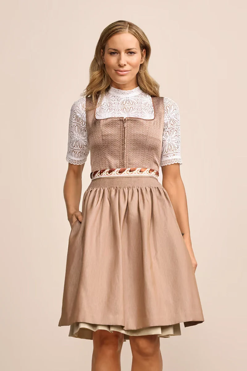 Kruger Midi Dirndl 2pcs. 60cm "Irabelle" brown (size 38)