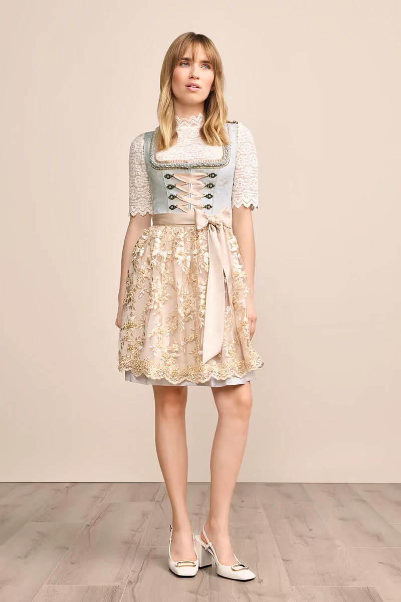 Kruger Mini Dirndl 2pcs. 50cm "Corvina" blue (size 40)