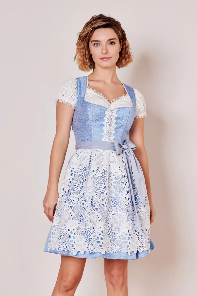 Kruger Midi Dirndl 2pcs. 50cm "Shania" blue (size 30)