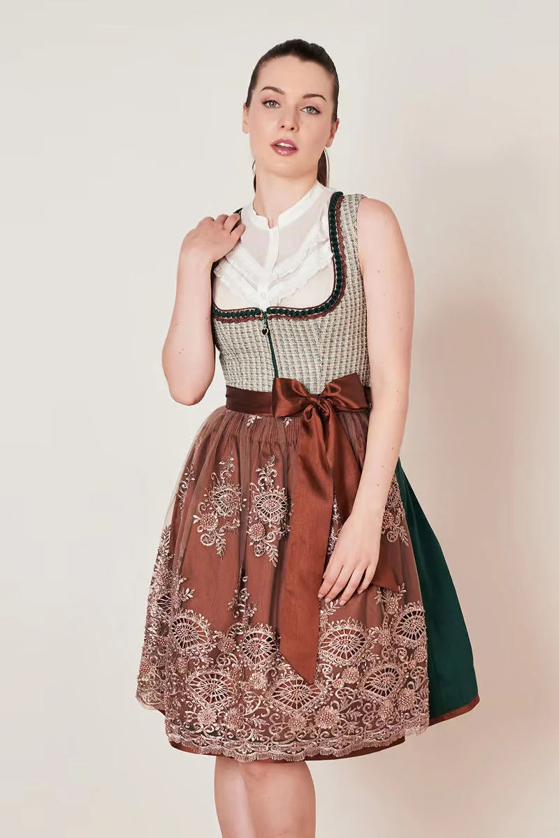 Kruger Midi Dirndl 2pcs. 60 cm "ASTERIA" green (44)
