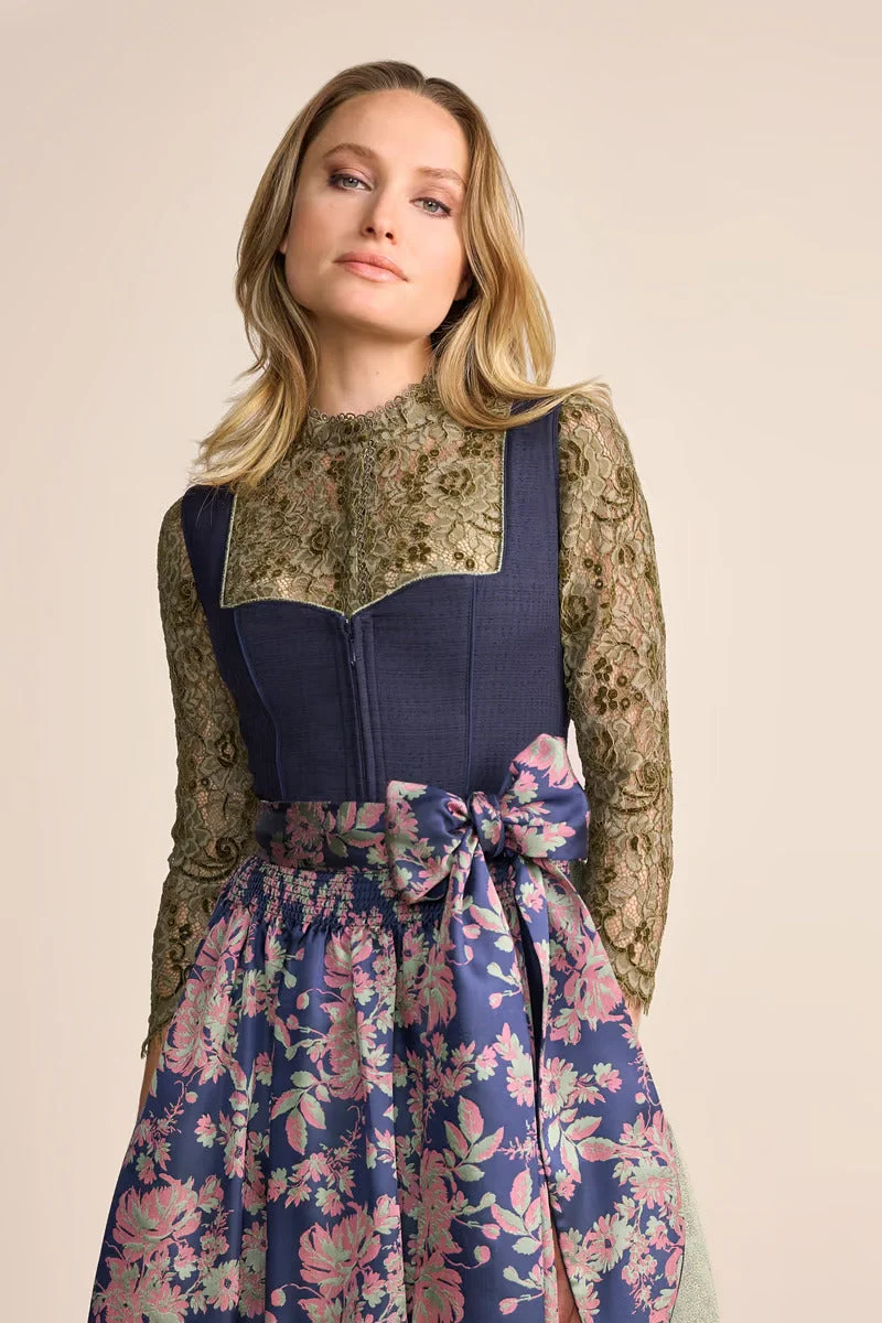 Kruger Long Dirndl 2pcs. 70cm "Melia" blue (closeout)