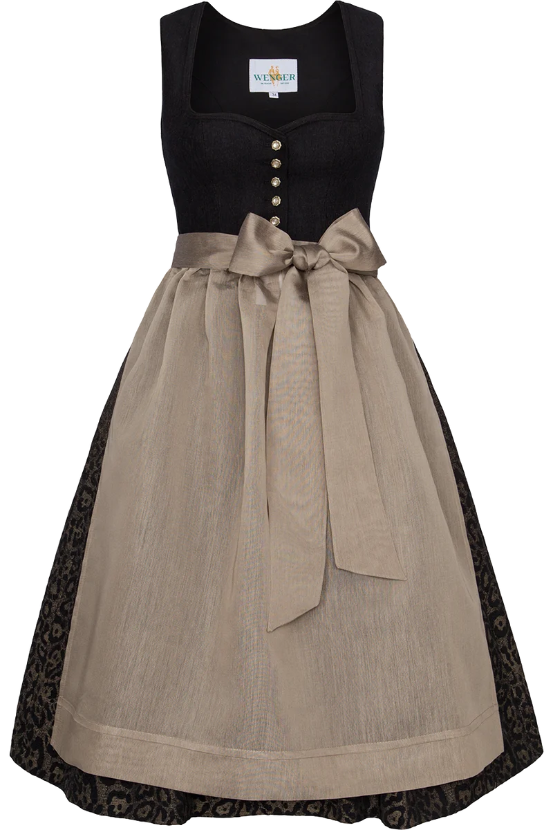 Midi-Dirndl mit Herzausschnitt und Leomuster