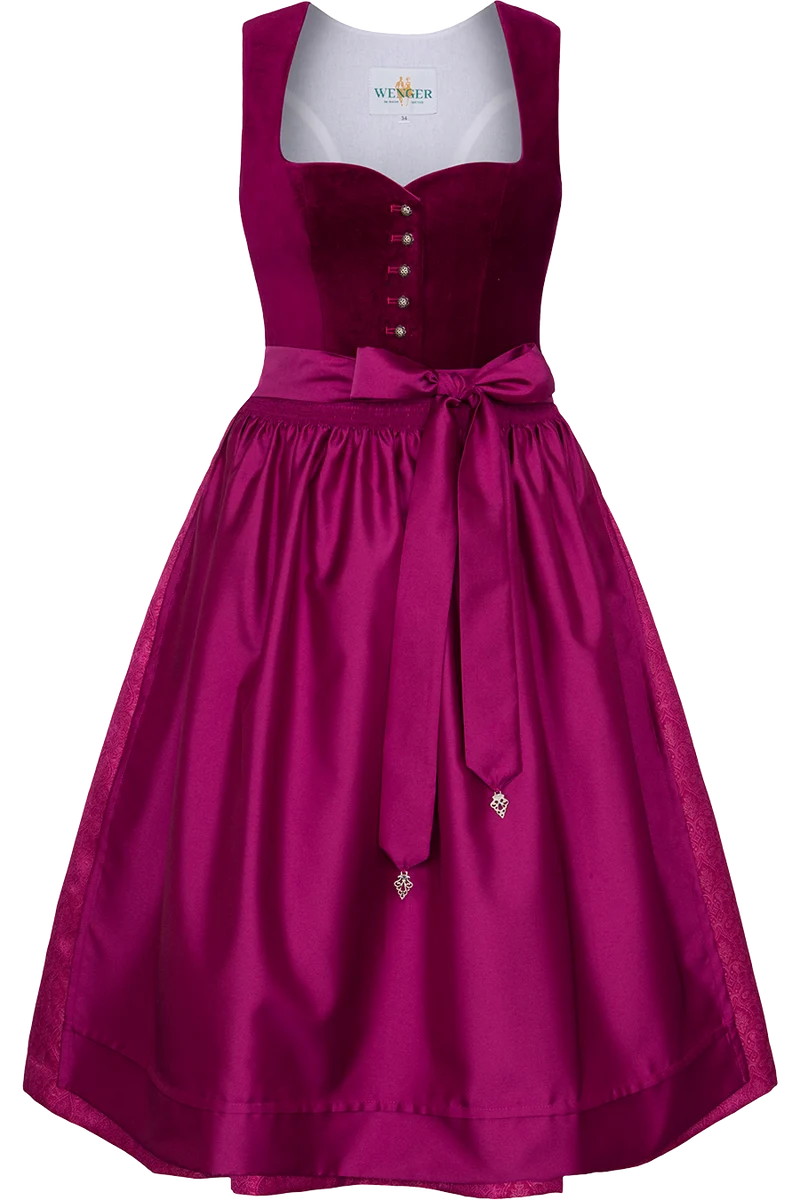 Midi-Samtdirndl mit Herzausschnitt