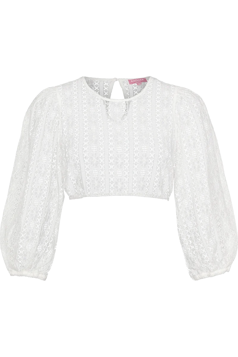 Dirndlbluse mit weitem Ärmel und Spitzenmuster
