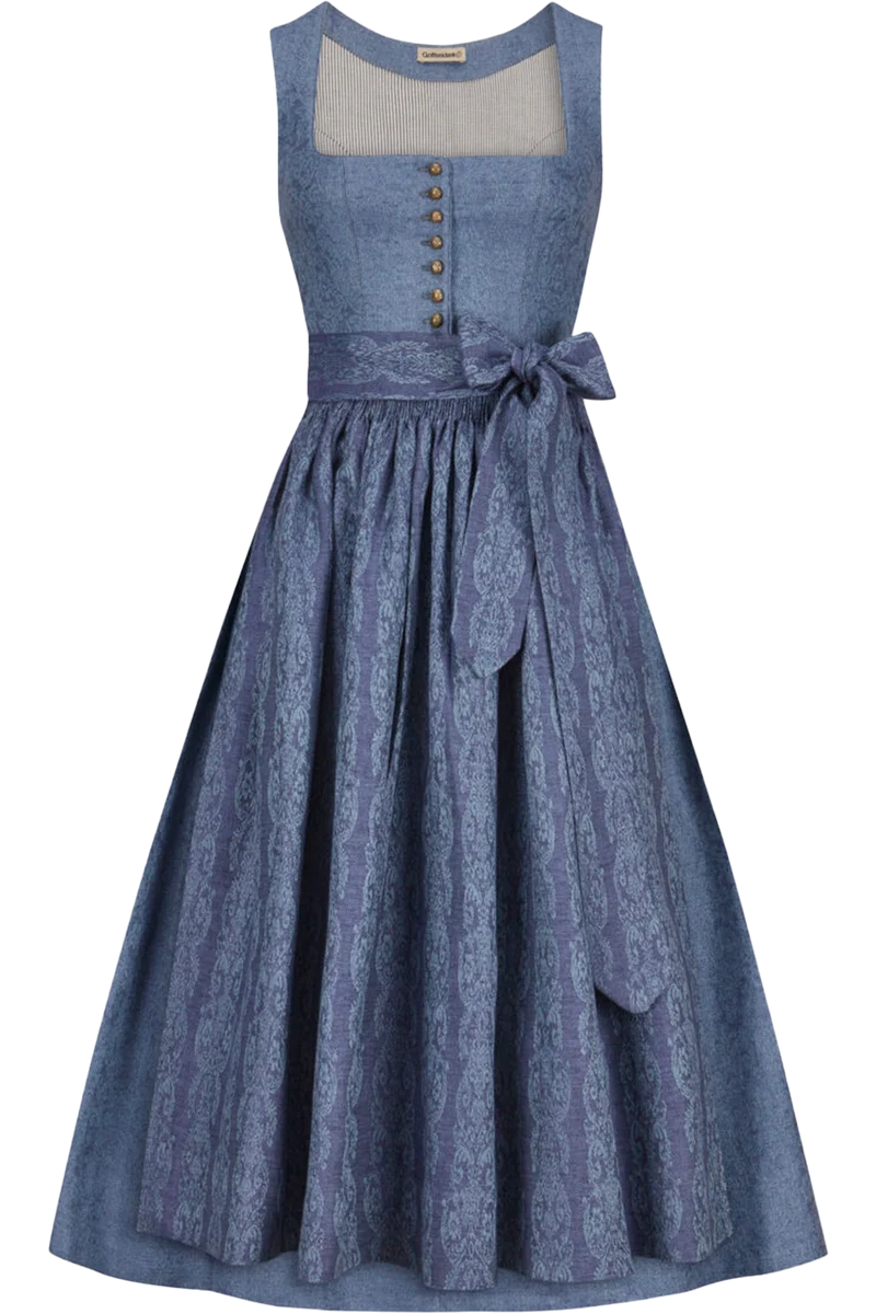 Dirndl lang Leinen mit Blumenmuster