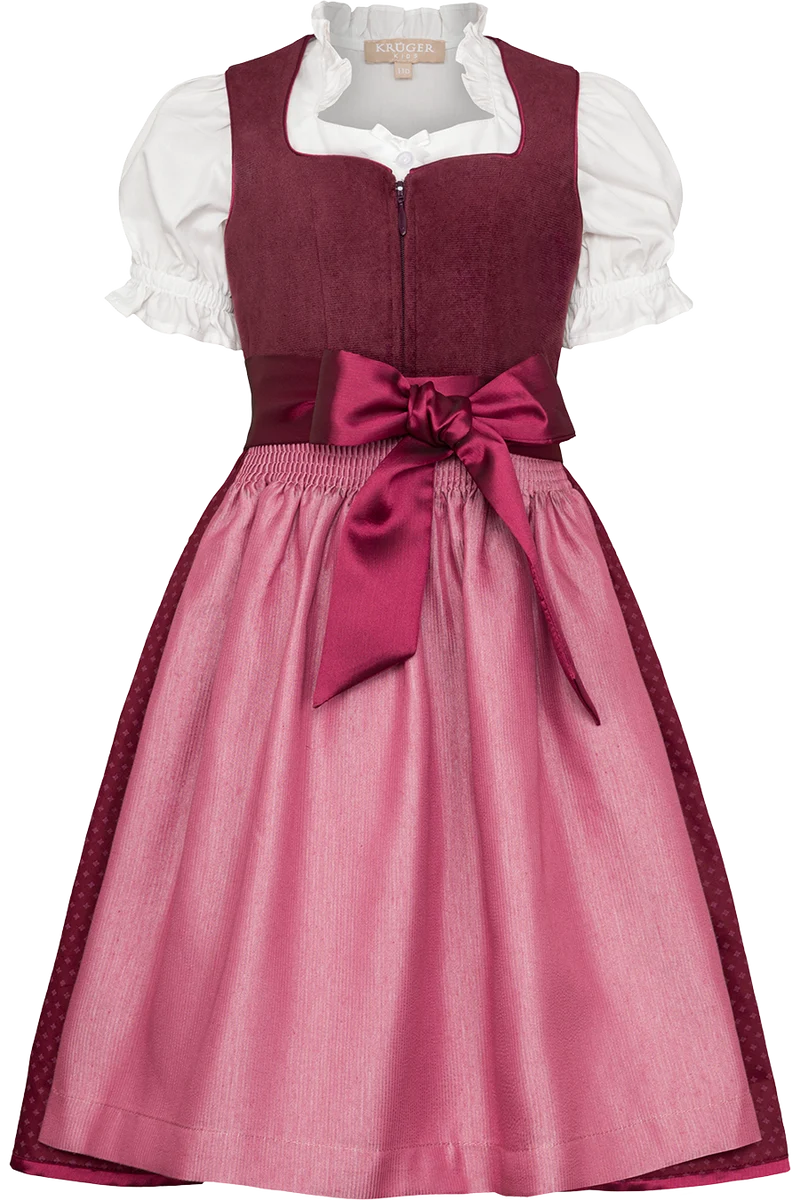 Kinderdirndl aus Samt mit herzförmigem Ausschnitt