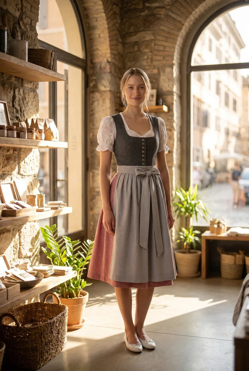 Berwin Long Dirndl 2pcs. 75cm 'Marlene' anthracite