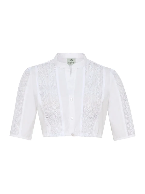 Berwin Lace Trim Dirndl Blouse 3/4 Sleeve "Ines" white