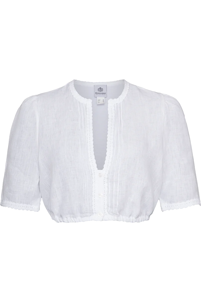 Leinen-Dirndlbluse mit kurzen Ärmeln