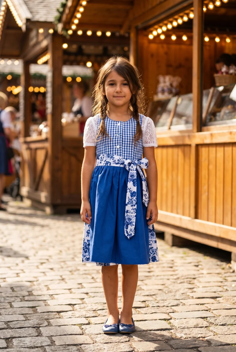 Barwolf Girls Dirndl 3 pcs. "Sissi" blue