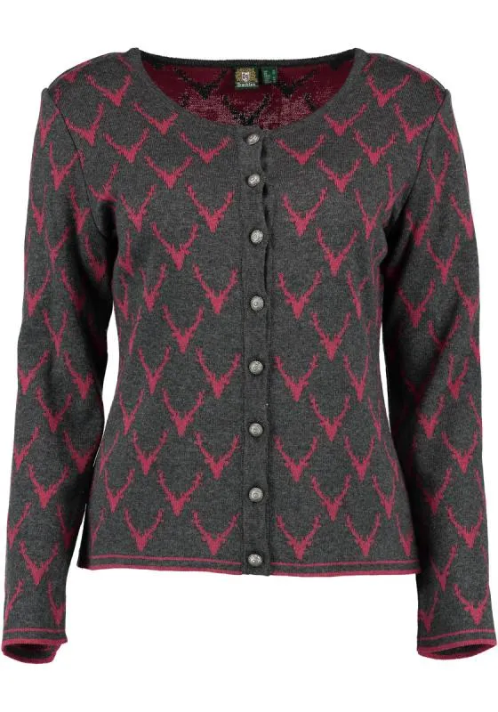 OS Trachten Women's Cardigan — Antler Knit - anthracite