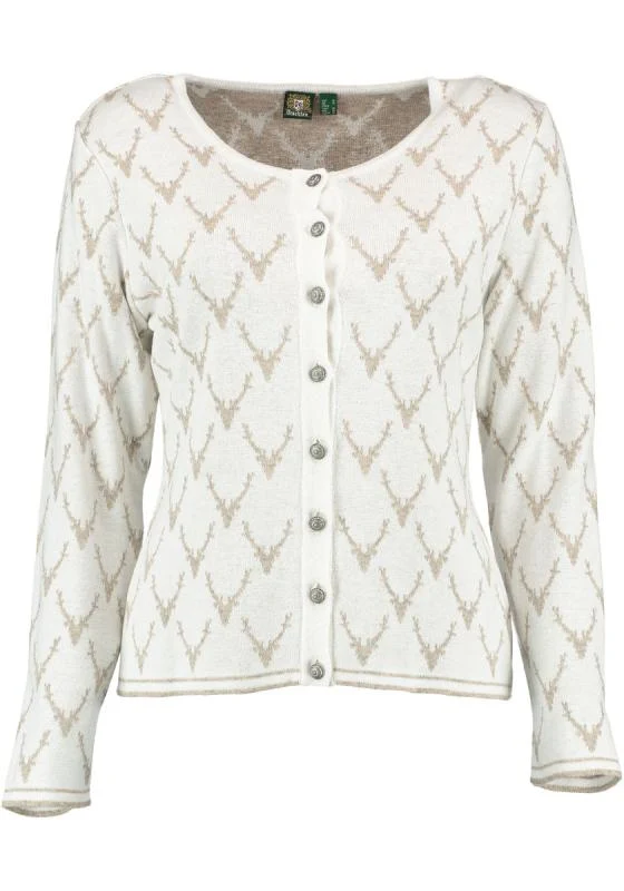 OS Trachten Women's Cardigan — Antler Knit - ecru